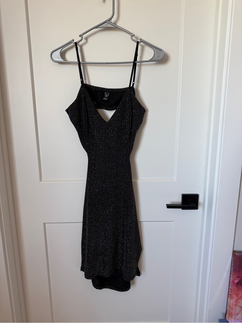 Windsor Black Sparkle High-Low Slip Dress